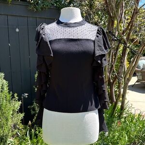 NWT Gracia Long Ruffled Sleeve Top - size M